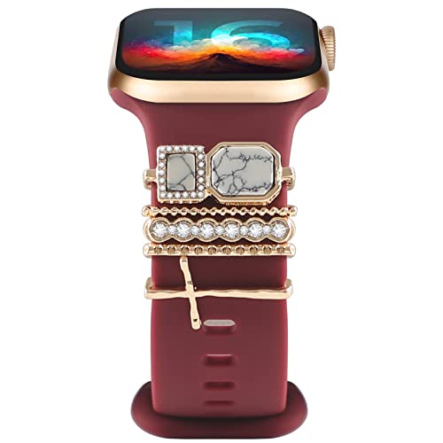 Diamant Zierring Kompatibel mit Apple Watch Silikon Armband 38mm 40mm 41mm 42mm 44mm 45mm 49mm, Armband Metallanhänger Zubehör für iWatch 8 7 6 5 4 3 2 1 SE Ultra,D15 von EIHAIHIS