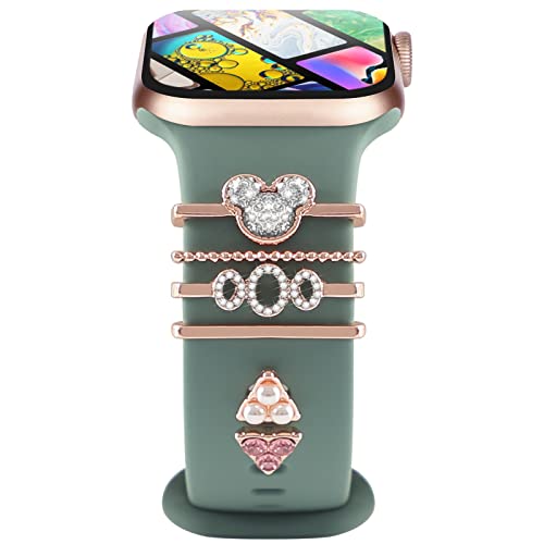 Diamant Zierring Kompatibel mit Apple Watch Silikon Armband 38mm 40mm 41mm 42mm 44mm 45mm 49mm, Armband Metallanhänger Zubehör für iWatch 8 7 6 5 4 3 2 1 SE Ultra,D4 Diamant Zierring Kompatibel mit Apple Watch Silikon Armband 38mm 40mm 41mm 42mm 44mm 45mm 49mm, Armband Metallanhänger Zubehör für iWatch 8 7 6 5 4 3 2 1 SE Ultra,D4 von EIHAIHIS