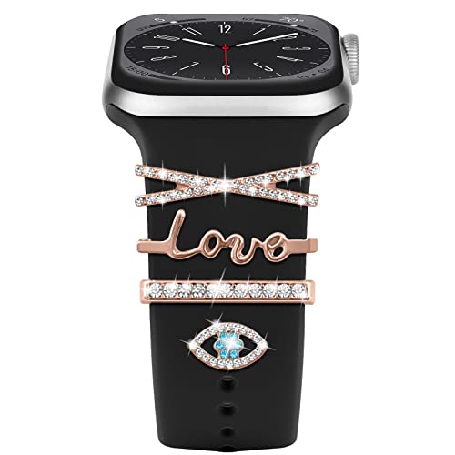 Diamant Zierring Kompatibel mit Apple Watch Silikon Armband 38mm 40mm 41mm 42mm 44mm 45mm 49mm, Armband Metallanhänger Zubehör für iWatch 8 7 6 5 4 3 2 1 SE Ultra,E10 Diamant Zierring Kompatibel mit Apple Watch Silikon Armband 38mm 40mm 41mm 42mm 44mm 45mm 49mm, Armband Metallanhänger Zubehör für iWatch 8 7 6 5 4 3 2 1 SE Ultra,E10 von EIHAIHIS
