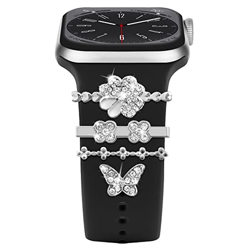 Diamant Zierring Kompatibel mit Apple Watch Silikon Armband 38mm 40mm 41mm 42mm 44mm 45mm 49mm, Armband Metallanhänger Zubehör für iWatch 8 7 6 5 4 3 2 1 SE Ultra,E11 silber Diamant Zierring Kompatibel mit Apple Watch Silikon Armband 38mm 40mm 41mm 42mm 44mm 45mm 49mm, Armband Metallanhänger Zubehör für iWatch 8 7 6 5 4 3 2 1 SE Ultra,E11 silber von EIHAIHIS