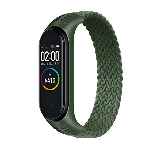 EIHAIHIS Elastisches Armband für Xiaomi Mi Band 7/Mi Band 6/Mi Band 5/Mi Band 4 3 Geflochtenes Solo Loop Nylon Stoff Ersatzarmband für Xiaomi Miband 7/6/5/4/3 (Grün,XL) von EIHAIHIS