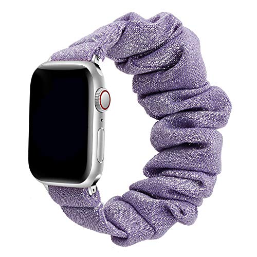 Scrunchie Elastisches Armband für Apple Watch Armband 38mm 40mm 41mm, niedlich bedrucktes Armband für Damen Stoff Uhrenarmband für iWatch SE Series 8 7 6 5 4 3 2 1 - S(Lila) von EIHAIHIS