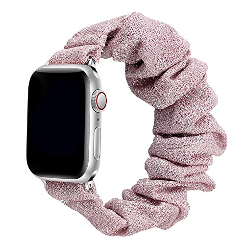 Scrunchie Elastisches Armband für Apple Watch Armband 38mm 40mm 41mm, niedlich bedrucktes Armband für Damen Stoff Uhrenarmband für iWatch SE Series 8 7 6 5 4 3 2 1 - S(Rosa) von EIHAIHIS