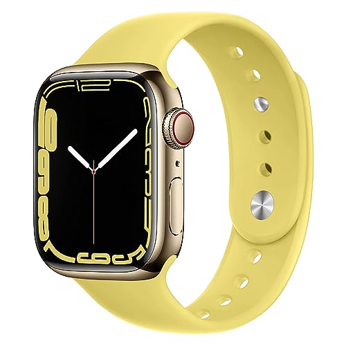 Sport Atmungsaktives Silikonband für Apple Watch Armband 38mm 40mm 41mm 42mm 44mm 45mm 49mm, Elastisches Band für iWatch Series 8 7 6 5 4 3 2 1 SE Ultra (Patentiert), Creme Gelb 42/44/45/49mm von EIHAIHIS