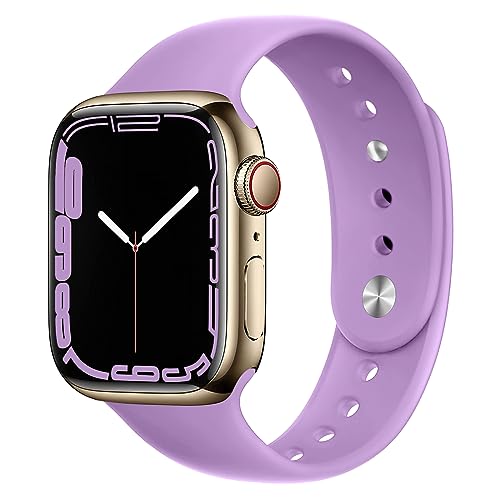 Sport Atmungsaktives Silikonband für Apple Watch Armband 38mm 40mm 41mm 42mm 44mm 45mm 49mm, Elastisches Band für iWatch Series 8 7 6 5 4 3 2 1 SE Ultra (Patentiert), Lila 42/44/45/49mm von EIHAIHIS