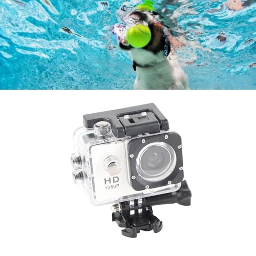 1080HD 12MP Action-Kamera, Wasserdichter Videorecorder, Unterwasserkamera, für Sportliche Outdoor-Aktivitäten, Tauchen, Schnorcheln mit Montagezubehör-Set (Weiß) von EIMSOAH