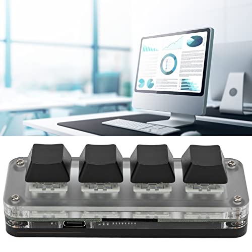 EIMSOAH 4-Tasten-Gaming-Tastatur, Mechanische Plug-and-Play-Tastatur, Typ-C-zu-USB-Schnittstelle, Programmierung, Schwarze Gaming-Tastatur mit RGB-Licht von EIMSOAH