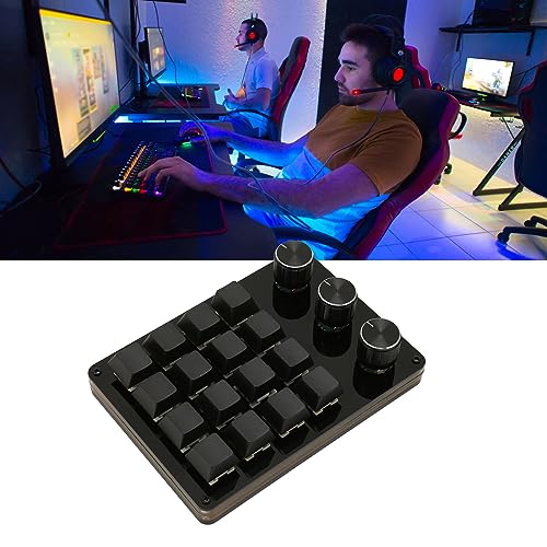 EIMSOAH Einhändig Programmierbare Makro-Tastatur, USB 16 Tasten 3 Knöpfe Hotswap Mechanische Gaming-Tastatur mit Blauem Schalter, für Gaming, Büro von EIMSOAH