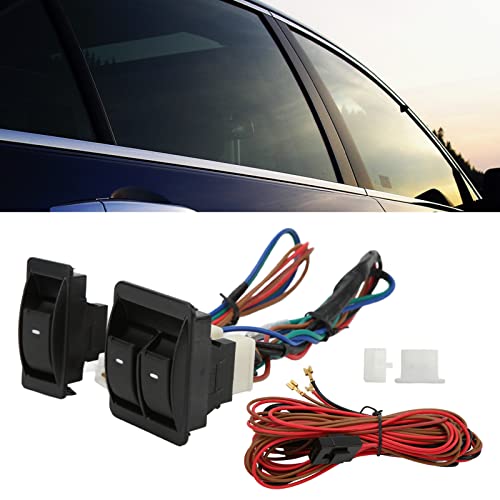 Universal-Auto-Fensterheberschalter, Einfach zu Installierendes Regler-Set, 12-V-Universal-Fensterheber-Schalter-Set, Grüne Lichtanzeige für 2-Türer-Typ von EIMSOAH