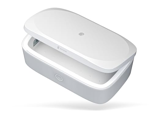 EINOVA Mundus Qi-Schnelllade-Dockingstation & UV-C-Desinfektionsbox mit 99,99% Effektivität Plus Stauraum | 10W | Drahtlose Tischladestation für Earbuds, Apple & Android Smartphones von EINOVA