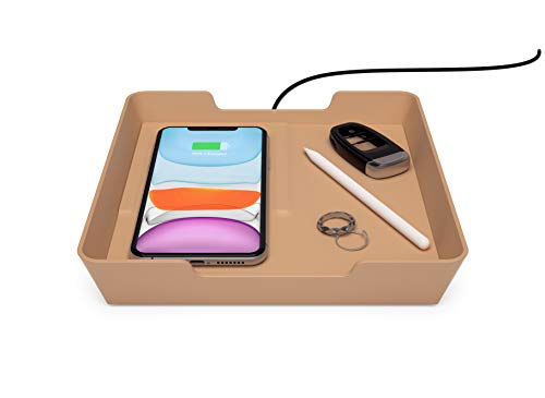 EINOVA Valet Tray Home Office Desktop-Aufbewahrungsbox mit drahtlosem 10W-Ladegerät für Mobiltelefone | Schnellladen | Kompatibel mit Apple iPhone, AirPods, Samsung & Android Smartphones – Gold von EINOVA