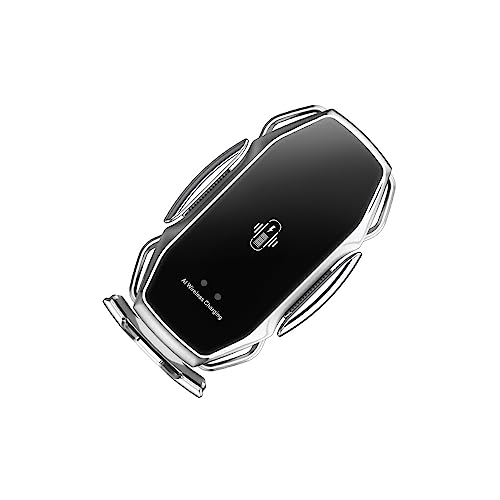 EIOLWJIEO Freihändiger Autotelefonhalter mit stabiler Halterung und kabellosem Laden, kabelloser Autoladehalter nach oben und unten, Induktion, silbrig EIOLWJIEO Freihändiger Autotelefonhalter mit stabiler Halterung und kabellosem Laden, kabelloser Autoladehalter nach oben und unten, Induktion, silbrig von EIOLWJIEO