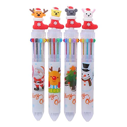 1 x Kawaii Weihnachten 10 Farben Kugelschreiber Weihnachtsmann Stifte Büro Elch Schreibwaren Zubehör R einziehbar Schule Mehrfarbig von EIRONG