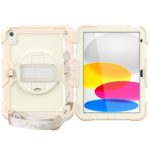 Kompatibel mit iPad 10. Generation 27,7 cm (11 Zoll) 2022 Hülle mit Displayschutzfolie, Ständer, Schultergurt, strapazierfähig, stoßfest, robust, um 360° drehbar, Handschlaufe und Schulterschutz von EITHNB