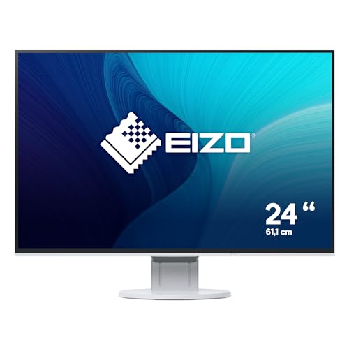 EIZO FlexScan EV2456-WT 61,1 cm (24,1 Zoll) Ultra-Slim Monitor (DVI-D, HDMI, D-Sub, USB 3.1 Hub, DisplayPort, 5 ms Reaktionszeit, Auflösung 1920 x 1200) weiß von EIZO