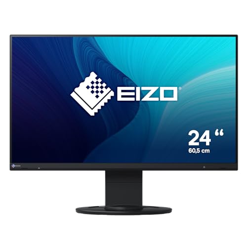 EIZO FlexScan EV2460-BK 60,5 cm (23,8 Zoll) Ultra-Slim Monitor (DVI-D, HDMI, D-Sub, USB 3.1 Hub, DisplayPort, 5 ms Reaktionszeit, Auflösung 1920 x 1080) schwarz von EIZO