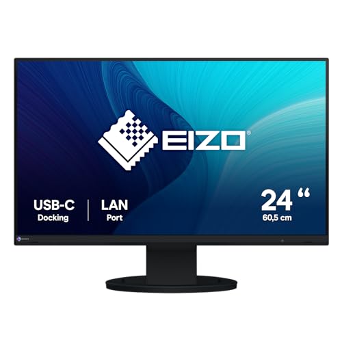 EIZO FlexScan EV2490-BK 60,5 cm (23,8 Zoll) Monitor (HDMI, USB Hub, USB-C, RJ-45 LAN, KVM Switch, Daisy Chain, DisplayPort, 5 ms, 1920 x 1080, höhenverstellbar) schwarz von EIZO