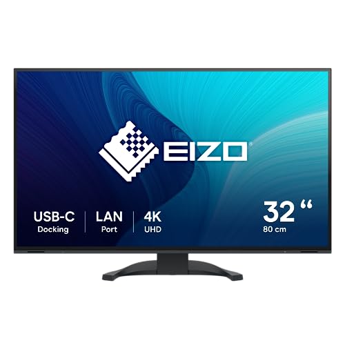 EIZO FlexScan EV3240X-BK 80 cm (31,5 Zoll) Monitor (USB-C (94W PD), DisplayPort, HDMI, USB-Hub, RJ-45 LAN, KVM Switch, 5 ms Reaktionszeit, 3840 x 2160 (4K UHD)) schwarz von EIZO