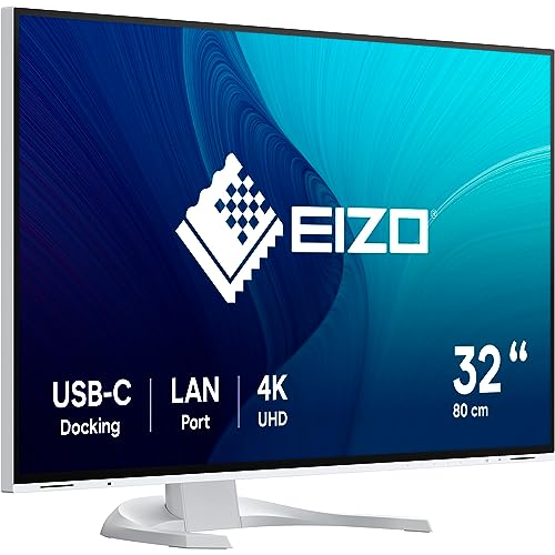 EIZO FlexScan EV3240X-WT 80 cm (31,5 Zoll) Monitor (USB-C (94W PD), DisplayPort, HDMI, USB-Hub, RJ-45 LAN, KVM Switch, 5 ms Reaktionszeit, 3840 x 2160 (4K UHD)) weiß von EIZO