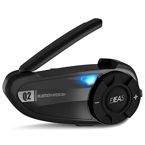 EJEAS Q2 Motorrad Bluetooth Headset, Wasserdicht Intercom Motorrad kommunikationssystem mit 800m Reichweite, Motorradhelm Gegensprechanlage mit Geräuschunterdrückung von EJEAS