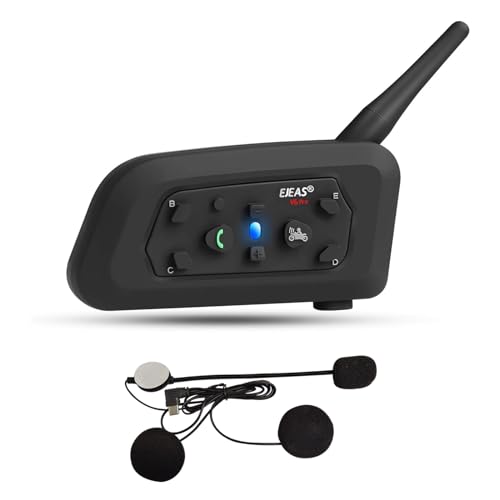 EJEAS V6PRO Motorrad Intercom Bluetooth Headsets 1200m bis zu 6 Reiters DSP-Rauschunterdrückung, Wasserdicht, Kommunikationssystem für Motorräder, 1 Stück von EJEAS