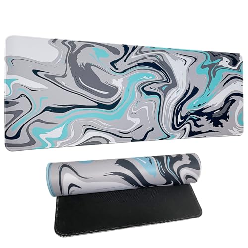 Großes Mauspad, großes Gaming-Mauspad mit genähtem Rand, wasserdicht, rutschfeste Gummiunterseite, Computer-Mauspad XL, Laptop-Mauspad für Büro und Zuhause, Blau (80 x 39 cm) von EJOEXQU