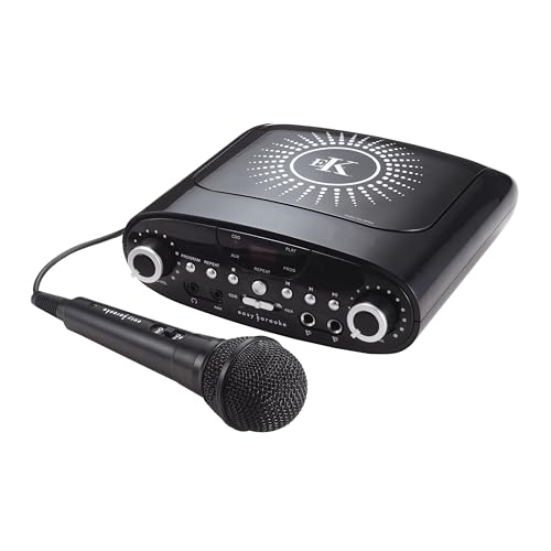 Easy Karaoke EKG88B Tragbare Bluetooth-Karaoke-Maschine kommt mit 1 x Mikrofon, Kopfhörerbuchse und AUX für MP3-Wiedergabe - Schwarz von EASY KARAOKE