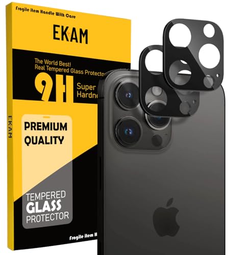 EKAM Objektivschutz Kompatibel für iPhone 16 Pro 6,3 Zoll und iPhone 16 Pro Max 6,9 Zoll [2 Pack] 360° Kamera Objektivschutz, Ultra HD Klar 9H Panzerglas Schutzfolie, Kratzfest von EKAM