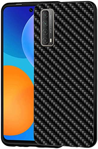 EKAM Handyhülle, Schutzhülle kompatibel mit Huawei Modellen, Kohlefaser-Textur, Aluminium-Stoßdämpfer, harte Rückseite mit TPU Hybrid Slim Schutzhülle (Huawei P Smart 2021) von EKAM