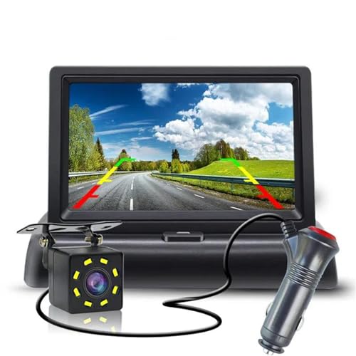 Rückfahrkamera Set 4.3" 5" Auto Rückfahrkamera LCD-Monitor Für Fahrzeug Van Nachtsicht Reverse Video Parkplatz Wasserdicht Nachtsicht(Color:5 in) von EKEGUY