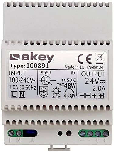 EKEY 100891 Netzteil für Reiheneinbau mit 230 VAC/24 VDC/2 A, Zur Energieversorgung von ekey-Zutrittssystemen für Ihr Zuhause, 48 W, 230 V, grau von EKEY