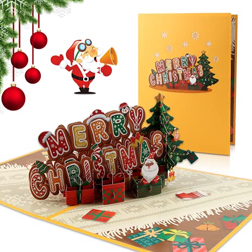 Pop-Up Karte Weihnachten Karten, Weihnachts-Grußkarten Weihnachtskarte in 3D, Karte 3D Pop-Up-Grußkarte mit Schönen Papier mit Umschlägen, Handgemachte Geschenkkarten, Weihnachtsgeschenke (Pure words) von EKKONG