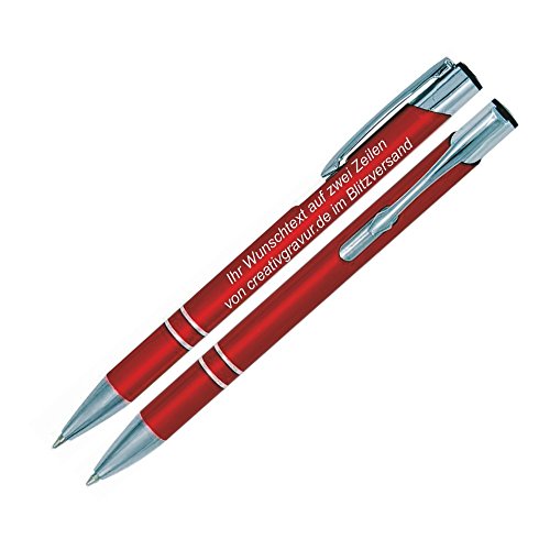 Metall Kugelschreiber mit Gravur (Lasergravur) COSMO Rot, nach Wunsch - 100 Stück. von EKOTASCHEN
