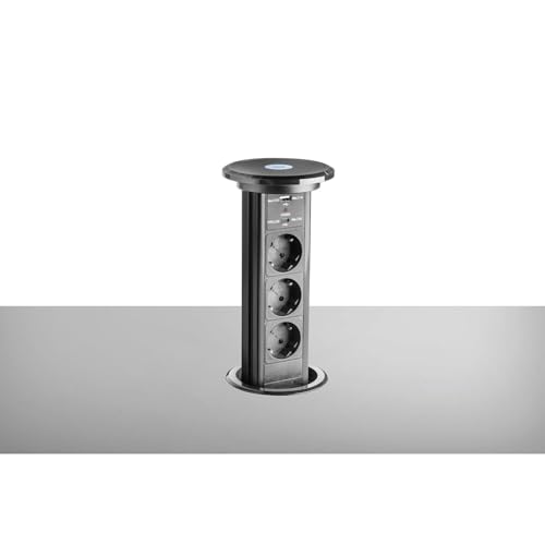 Ekotech Steckdose versenkbar ET111 - Steckdosentower mit QI Ladefunktion USB-C & A sowie 3 Schukosteckdosen 230V, Alu schwarz Ekotech Steckdose versenkbar ET111 - Steckdosentower mit QI Ladefunktion USB-C & A sowie 3 Schukosteckdosen 230V, Alu schwarz von EKOTECH