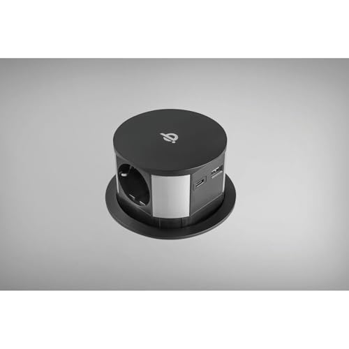 Ekotech Steckdose versenkbar ET115 - Steckdosentower mit QI Ladefunktion USB-C & A sowie 3 Schukosteckdosen 230V, Alu schwarz Ekotech Steckdose versenkbar ET115 - Steckdosentower mit QI Ladefunktion USB-C & A sowie 3 Schukosteckdosen 230V, Alu schwarz von EKOTECH