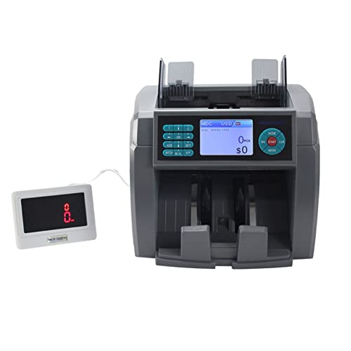 Banknotenzähler 2 cis Money Counter Maschinenmix Value Counter gefälschte Gelddetektor for 8-12 Artenwährungen sortieren und zählen for Peru Pesos Geldzähler Schnelle Zählung(With display) von EKOUQIN