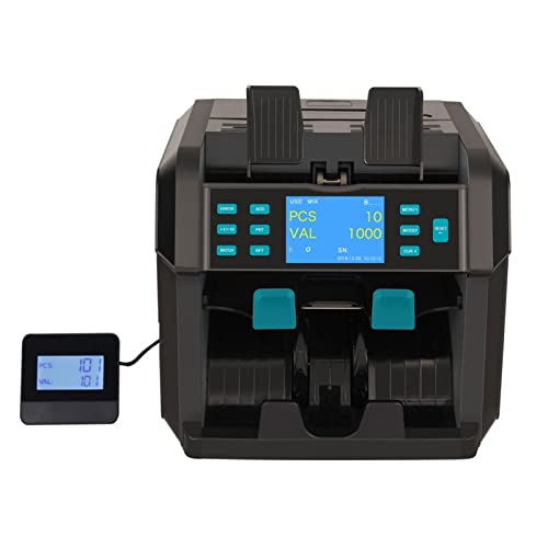 Banknotenzähler Gefälschte Detektormaschine gefälschter Gelddetektor Diskriminator 2 Taschenwertzähler und Sortierer gemischte Konfession Geldzählmaschine Schnelle Zählung(Grey) von EKOUQIN