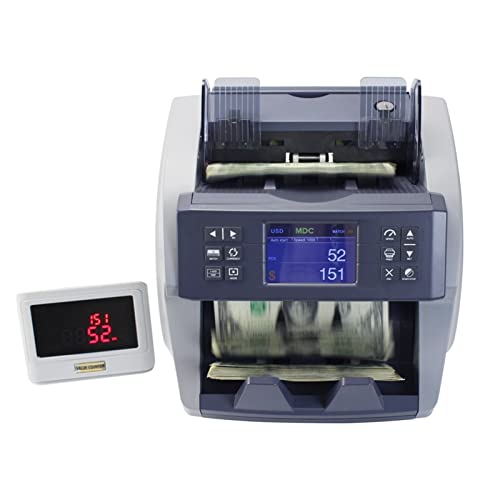 Banknotenzähler Geldzählermaschine Value -Registrierkasse intelligenter Rechnungszähler mit Bildsensor Multi -Währung gefälschter Gelddetektor UV -Maschine Schnelle Zählung(Grey) von EKOUQIN