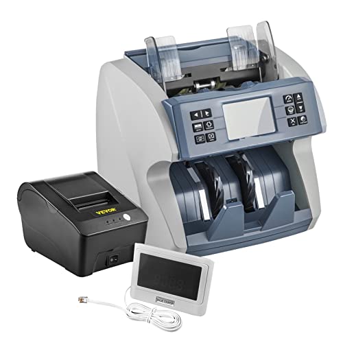 Banknotenzähler Geldzählermaschinengeschäftsregistrierkasse gefälschter Banknoten -Detektor mit 5 gefälschte Branchen for Euro USD Aud Bankengeschäfte Schnelle Zählung(Counter-Printer-LCD) von EKOUQIN