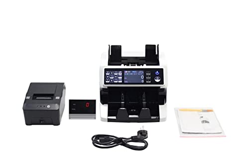 Banknotenzähler Money Counter Machine Screen Touch CIS Mix Value Counter High Precision Money Detector 6-8 Billnotes Counting Machine Schnelle Zählung(With display printer,EU) von EKOUQIN