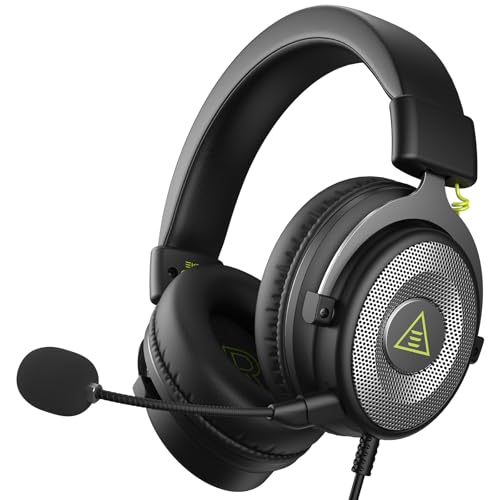 EKSA E900 Gaming Headset, PC Headset mit Abnehmbar Mikrofon mit Geräuschunterdrückung, 3D Surround Sound Gaming Kopfhörer mit 3.5mm Kabel für Switch / PS4 / PS5 / Xbox One,Silber von EKSA