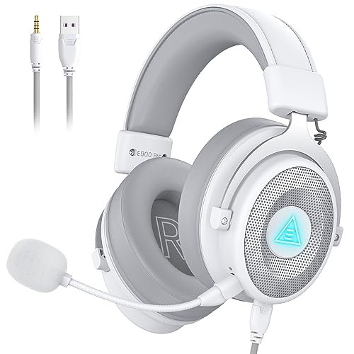 EKSA Gaming Headset, 7.1 Surround Sound PC Headset mit Noise Cancelling Mikrofon, USB & 3,5 mm Audiobuchse, LED Licht Superleichter Gaming Kopfhörer für PC/Mac/Switch / PS4 / PS5 / Xbox One, E900 Pro von EKSA