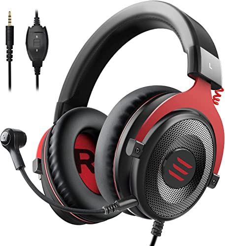 EKSA Gaming Headset, PC Headset mit Abnehmbar Mikrofon mit Geräuschunterdrückung, 3D Surround Sound Gaming Kopfhörer mit 3.5mm Kabel für Switch / PS4 / PS5 / Xbox One, Schwarz von EKSA