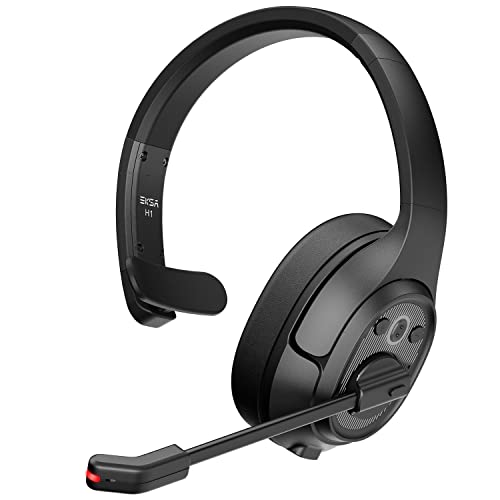 EKSA H1 Bluetooth Headset mit Mikrofon [Bis zu 57 Stdn & 30 Meter Reichweite] Mono PC Headphones mit AI Rauschunterdrückung Mic, Wireless Chat Headset für Auto & LKW-Fahrer/Büro/Home Office/Callcenter von EKSA