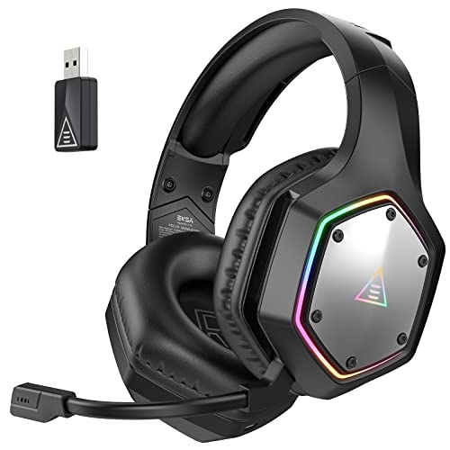 EKSA Wireless Gaming Headset für PS4 PS5 PC, 7.1 Surround Sound Headset mit Mikrofon ENC & RGB Licht, 2.4G USB Gaming Kopfhörer Kabellos, 36 Stunden Akkulaufzeit 3,5mm Eingang von EKSA