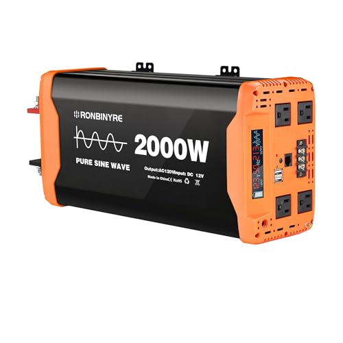 EKSIL Reiner Sinuswellen-Wechselrichter, 1500 W, 2000 W, 2500 W, 3000 W, 12 V DC/24 V DC auf 220 V Wechselstrom, mit WLAN, intelligentes LCD-Display (optional). Doppelventilatoren (2000 W) von EKSIL