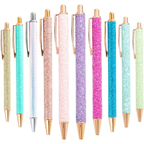 EKSMA Set mit 10 glitzernden Kugelschreibern, aus Metall, einziehbar, für Damen, schwarze Tinte, mittelgroß, perfekt für Geburtstage, Hochzeiten, Büro, Schule und Zuhause EKSMA Set mit 10 glitzernden Kugelschreibern, aus Metall, einziehbar, für Damen, schwarze Tinte, mittelgroß, perfekt für Geburtstage, Hochzeiten, Büro, Schule und Zuhause von EKSMA