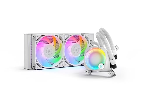 EK Nucleus AIO CR240 Lux Weiß D-RGB All-in-One Flüssig-CPU-Kühler mit EK FPT Lüftern, Wasserkühlungs-Computerkomponenten, 120mm Lüfter, Kompatibel mit den neuesten Intel- und AMD-CPUs von EKWB