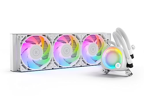 EK Nucleus AIO CR360 Lux Weiß D-RGB All-in-One Flüssig-CPU-Kühler mit EK FPT Lüftern, Wasserkühlungs-Computerkomponenten, 120mm Lüfter, Kompatibel mit den neuesten Intel- und AMD-CPUs von EKWB