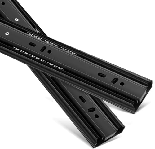 Schubladenführungen, 6-24 Zoll, 1,8 Zoll breite Schienen, Kugellager, Vollauszug, Führungsschiene, Schwarz, 1 Paar, 110 lb Tragkraft(40CM/16IN) von EKsma